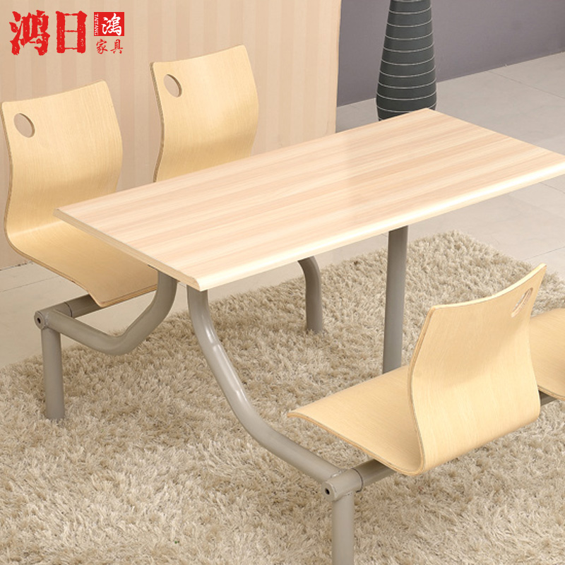 Simple one-piece fast food table and chair combination