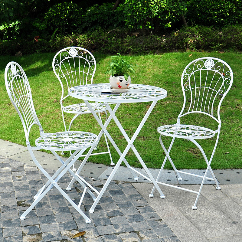 European-style iron art outdoor leisure table and chair