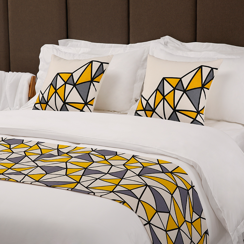 Geometric modern bed end towel