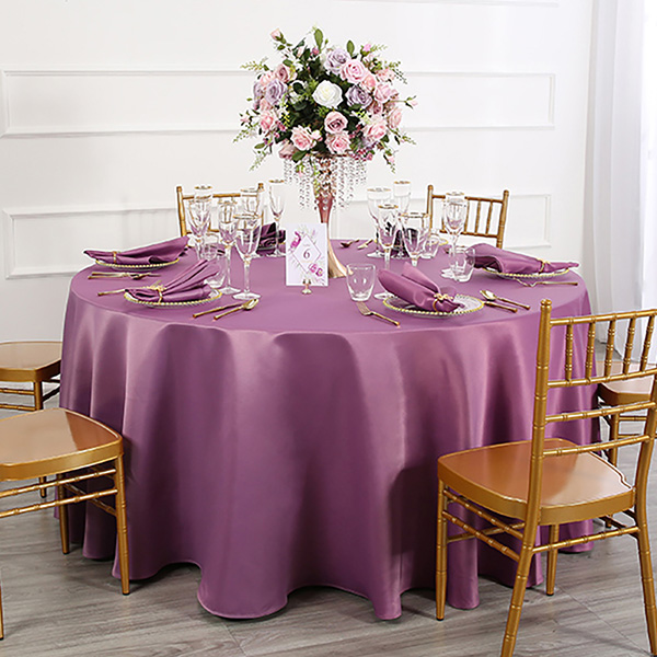 Romantic purple reversible satin tablecloth