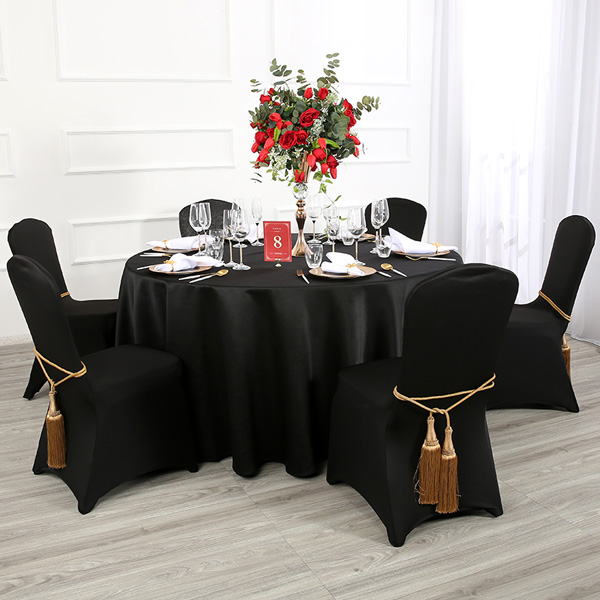 Black reversible satin tablecloth