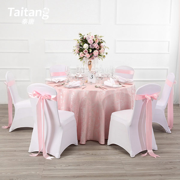 Pink rossy jacquard tablecloth
