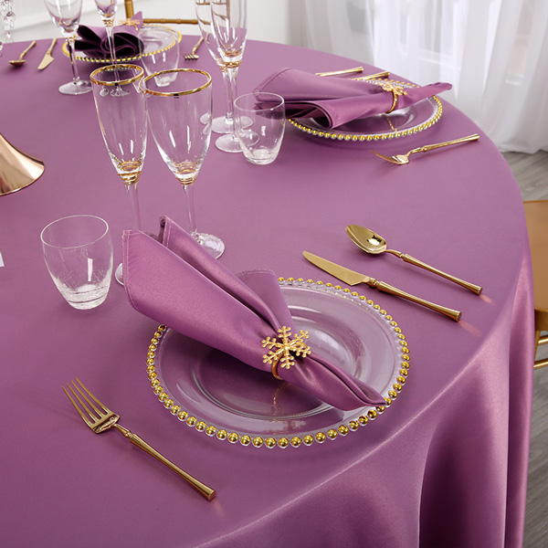 Romantic purple reversible satin tablecloth