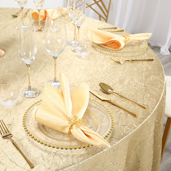 Shimmering gold crepe tablecloth