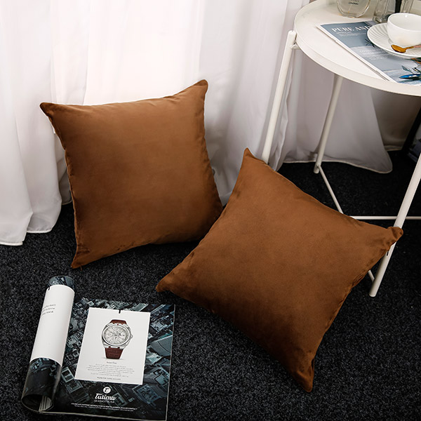 Brown square flannelette throw pillow