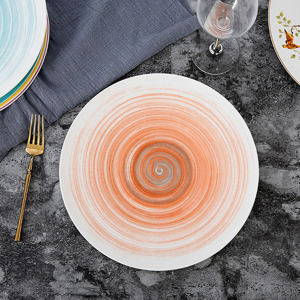 Orange spiral display plate