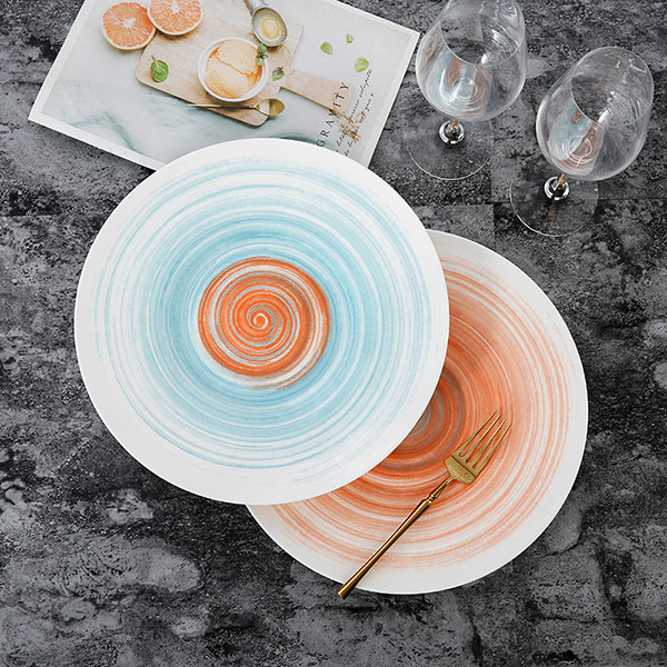 Orange spiral display plate