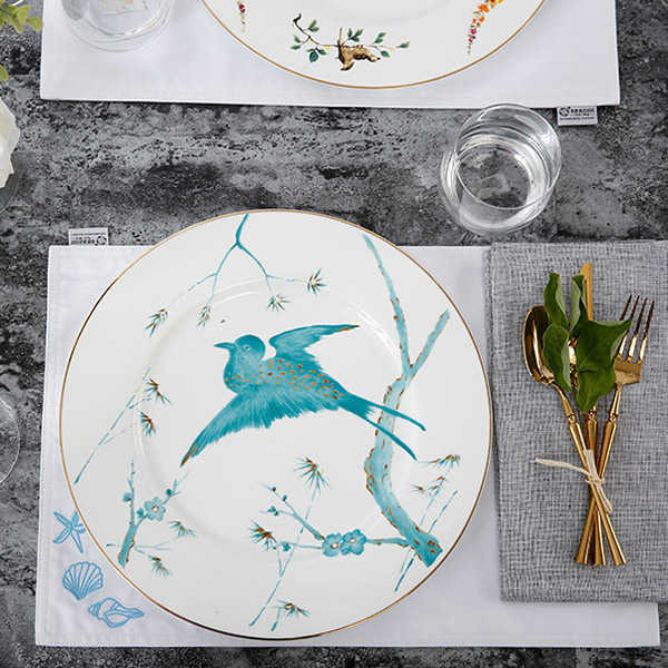 Bluebird tracing gold display plate