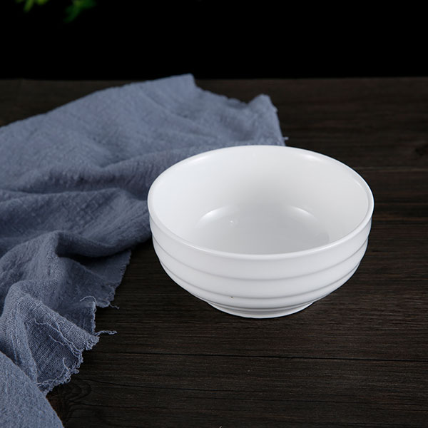 White porcelain bowl with horizontal grain